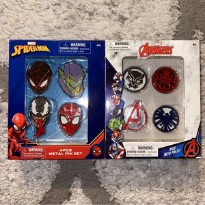 Marvel Spider-Man & Marvel Avengers Metal Pin Sets